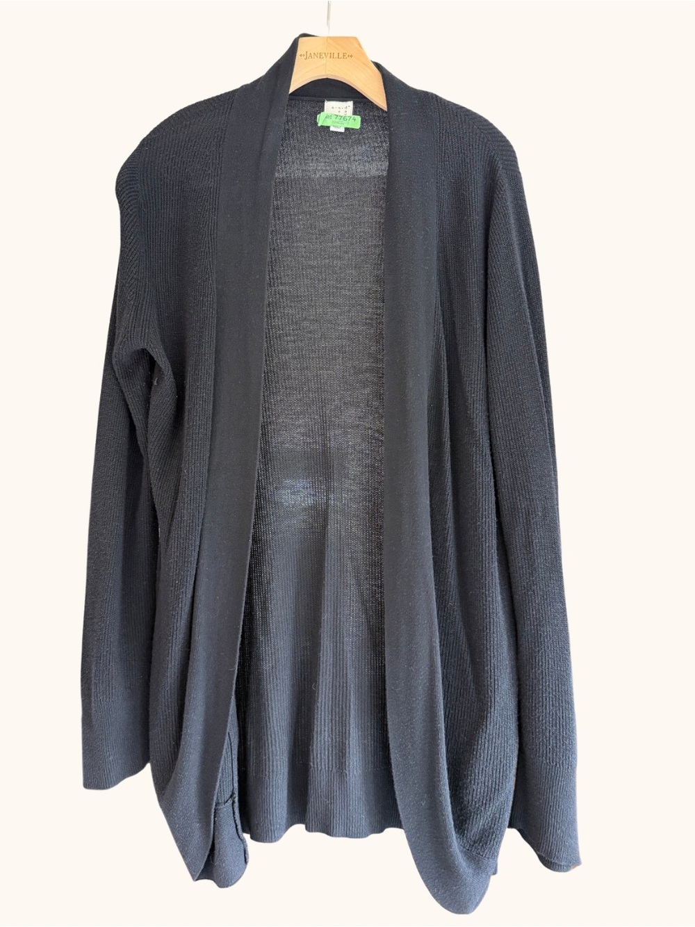 A New Day Black Ribbed Open Front Cardigan Sweater L